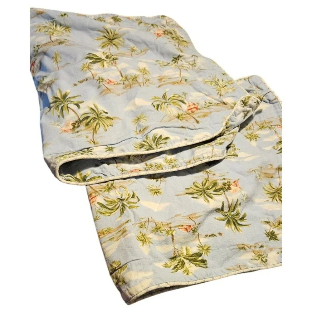 5 pc King Bed Sham Set Tropical Palm Fashion On 5th Cotton Light Blue Green Read